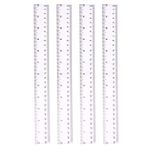 4 Pack 30cm Ruler Multipack Clear Ruler Plastic Rulers 12 Inches Shatter Resistant Ruler Shatterproof Metric Ruler Transparent Straight Ruler Measuring Ruler Tool for Student School Office