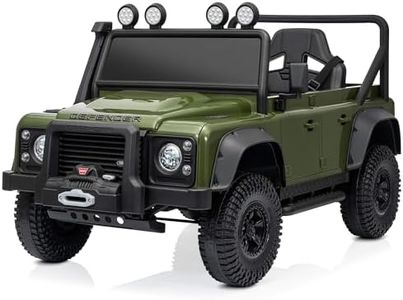 Kidzone 12V Licensed Land Rover Defender 110 SVX Ride On Car for Kids, Electric SUV Toy w/Remote Control, LED Lights, Bluetooth, USB/AUX Music, Multiple Speeds - Green