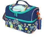 ARNIYAVALA Kids Double Decker Cooler Insulated Lunch Bag Large Tote for Boys, Girls, Men, Women, with Adjustable Strap (Dino_)