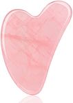 Gua Sha Facial Tool,Guasha Tool for Face,Facial and Body Massager,Natural Stones Rose Quartz,Scraping and SPA Acupuncture Therapy to Lift,Decrease Puffiness and Tighten.(Pink)