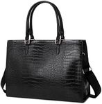 Laptop Bag for Women 17 inch Casual Work Bags for Women with USB Charging Port Laptop Tote Bag for Women with Clutch Purse (Black Crocodile)