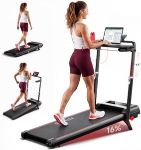 RHYTHM FUN Incline Treadmill with Desk, Folding Walking Pad with Handle Bar