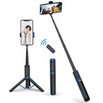 ATUMTEK Selfie Stick Tripod, Extendable 3-in-1 Aluminum Bluetooth Selfie Stick with Wireless Remote for iPhone 14/13/12/11 Pro/XS Max/XS/XR/X/8/7, Samsung, Huawei, LG, Google, Sony Smartphones, Blue