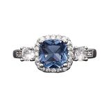 Psiroy 925 Sterling Silver Plated Cushion Cut Blue Cubic Zirconia CZ Halo Wedding Band Ring Engagement Ring for Women, 925 Sterling Silver,Gemstone,Zirconia, Cubic Zirconia