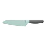 BergHOFF LEO Non-stick Stainless Steel Wide Blade Santoku Knife 6.75" Mint PP Fitted Protective Sleeve Multifunctional Knife Soft-touch PP Soft Grip Handle