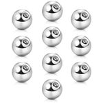 Piercing Balls 16G 5mm Replacement Balls for Piercing Jewellery Surgical Steel Belly Button Bars Tongue Piercing Nine Nuts Earlobes Hooked Eyebrows Industrial Piercings Lip Flaps Lip Staples (10 pcs)