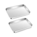 Mini Oven Tray Set of 2, Homikit Stainless Steel Baking Pans Cookie Sheets, Perfect for Small Roasting Serving Cooking, 23.7x17.7x2.5cm, Healthy, Easy Clean & Dishwasher Safe