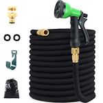 GRANDMA SHARK Upgraded Expandable Garden Hose with 8 Modes Water Spray Gun 22m, Durable 3450D Weave and Solid Brass Connectors, Garden Hose Reel,No-Kink Flexible Magic Water Pipe(75ft/22m)