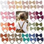 JOYOYO 40 Pcs Bow Bobbles for Toddlers Bow Hair Band Girls Hair Ties and Bows 2.75 Inch Natural Colors Bows, Toddler Girls Hair Ties Elastic Hair Bands Hair Bobbles for Toddlers