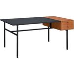 Acme Furniture 2 Drawers Writing Desk with Metal Frame, Honey Oak/Black