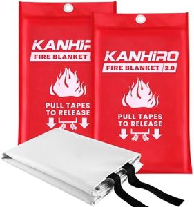 Emergency Fire Blanket for Home Kitchen - 2 Pack, 40 in X 40 in, KANHIRO 2.0 Emergency Silicone Fire Blanket