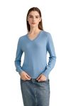 State Cashmere Women's 100% Pure Cashmere Long Sleeve Pullover V Neck Sweater