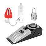 QEEYON Door Stop Alarm & Portable Door Lock, Non-Slip Wedge Door Stopper Alarm with 120dB Alert Adjustable Dual Protection Security Door Kit for Home Hotel Travel Security Personal Protection