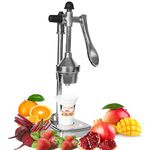 Zureni Hand Press Juicer with Serving Cup Manual Instant Citrus Cold Pressed Juice Machine Orange Squeezer for Home Fruits & Vegetables (Pack of 1, Silver & Blue)