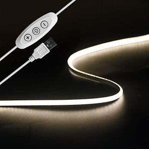 Tayire 2 m USB 5 V LED Strip 4000 K, 960 LEDs Dimmable COB LED Strip Lights CRI90+ 4 mm LED TV Backlight, Flexible Underbody Light for Kitchen, Bedroom, Home DIY Lighting