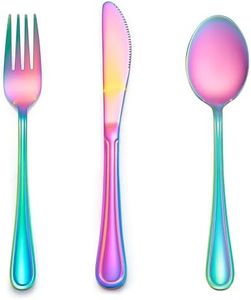 LIANYU 9-Piece Rainbow Kids Silverware Set, Stainless Steel Toddler Utensils Flatware Set, Child Cutlery Tableware for 3, Include knife Fork Spoon, Mirror Finished, Dishwasher Safe