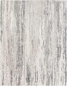 BoutiqueRugs Gray Abstract Contemporary 12x16 Large Area Rug Viscose Charcoal Off White Marble Oklaunion Great Room Open Concept Master Bedroom Large Dining Room Stain Resistant Non-Shedding