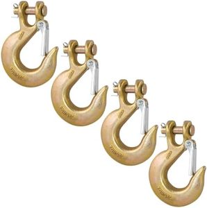 3/8" Clevis Slip Hook, G70 Tow & Winch Hooks with Safety Latch, Heavy Duty Forged Hook for Trailer, Transport, Lift & Pull, 18,000 lbs Capacity (4 Pack)