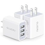 GLUGRU USB Wall Charger, 3Pack 3.1A/5V 3-Ports USB Cube Power Adapter Charger Block Plug Charging Box Brick for iPhone 14 13 12 11 Pro Max SE XS XR X 8 7 6S Plus, iPad, Samsung, LG, Android Phones