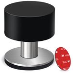 Pack of 1 Door Stop with Extra Sticker, Self-Adhesive Door Stopper with Black Rubber & Stainless Steel Body - Heavy Duty Sound Dampening Door Bumpers for Home & Office Use