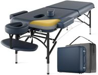 DOVANS Professional Massage Table Portable 2 Fold Premium Memory Foam Aluminium Leg Hold Up to 1100LBS 8 Heights Adjustable with Carrying Bag Blue