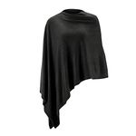 Fomolom Poncho Women Lightweight Shawl Wrap Versatile Elegant Solid Pullover Accessories for Womens Black