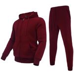 Zusmen Tracksuit Mens, Casual Long Sleeve Full-Zip Running Sweatsuit Sets, Track Jackets and Pants 2 Piece Outfit, Warm Jogging Sweat Suits for Men Burgundy XXL