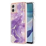 Dfjhure ffor Motorola Moto E14 Case Moto G24 / G04 Phone Case Marble Case Protective Rubber Thin Bumper Pattern Glitter Plating Silicone Soft TPU Slim Shockproof Phone Cover - Purple