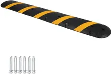 Garvee Speed Bump, 6 ft Rubber Speed Bumps for Asphalt Road Driveway, 25000 LBS Load Capacity Modular Cable Ramps Cable Protector Ramp Hose Protector Ramp with 2 Cord Channel and End Caps