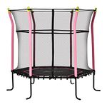 Soozier 63" Kids Trampoline Mini Indoor Bouncer Jumper with Enclosure Net Elastic Thick Padded Pole Gift for Child Toddler Age 3-6 Years Old Pink