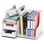 jopoo Office Desk Tidy Organiser Stationary Storage Maganize File Holder Desktop Document Rack for Books, Pens, and Notebooks