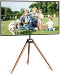 WORLDLIFT Tripod TV Stand with Easel Design Suitable Screen Sizes from 32 to 60 Inch Weight Capacity 35 kg Height Adjustable Rotatable VESA 400 x 400 Black Wooden