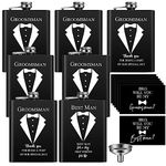 Nuanchu 7 Set Groomsmen Gifts Groomsmen Flask 8oz Wedding Proposal Gift for Best Man Groomsman Stainless Steel Hip Flask Best Man Proposal Cards Will You Be My Groomsman for Bachelor Party Favors