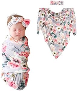 Posh Peanut Baby Swaddle Blanket, Soft Päpook Viscose from Bamboo Swaddles Wrap & Headband Set, Anti Stink Lightweight Breathable Infant Receiving Swaddling Blankets, Girl Newborn Shower Gift
