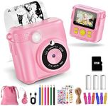 Children's Camera - Instant Camera Digital Camera Print 1080P - 16x Digital Zoom 2.4 Inch Screen - 32GB Card - 3 Rolls of Printing Paper - with Storage Bag Children 3-12 Years