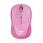 Trust Yvi FX Wireless Mouse with LED Illumination, USB Micro Receiver, RF 2.4 GHz, 800/1600 DPI, Ambidextrous, 8 m Range, Computer Mouse for Laptop, PC and Mac - Pink