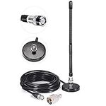 CORONIR CB Antenna 27MHz CB Radio Antenna Soft Whip Magnetic Base Antenna BNC & PL259 Male Compatible with Cobra Midland Uniden Maxon President Portable Handheld CB Radio Car Mobile Radio Scanner