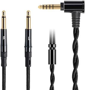 FAAEAL Monitor Headphone Cable,Soft Cotton Yarn Cover Dual 3.5mm Over-Ear AUX Cord Compatible with Hifiman HE560 HE4XX Meze 99 Classics MEZE 109 Pro Headset for Musicians Audiophiles 4.4mm