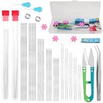 TecoKart® 43 Pcs Beading Needles Set, 5 Sizes Big Eye Bead Needles and Beading Needles with Needle Bottle, Tweezers, Yarn Scissor, Thimble, Soft Tape, Threaders for Bracelets, Necklace, Jewelry Making