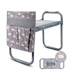 Hortem Upgraded Garden Kneeler Seat with Handles 25cm width, Garden Kneeler and Seat with Thick kneeling Pad-Relieve Back Pain and Knee Pressure, Pink flamingo Design Gardening Stool gift for Women