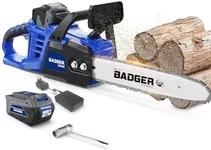 WILD BADGER POWER Electric Chainsaw Cordless 40V 16" Brushless, 4.0 Ah Battery and Charger, Smart Cut technology, Efficient cutting, Safe and Reliable, Great for Tree Felling, Storm Clean-Up, Pruning