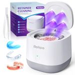 Rolipo Ultrasonic Retainer Cleaner 320ML, 45kHz Denture Cleaner, 3 Modes Dental Aligner Cleaner 4 U-V Lamps for Mouth Guard, Denture Brush, Braces, Nightguard, Jewellery