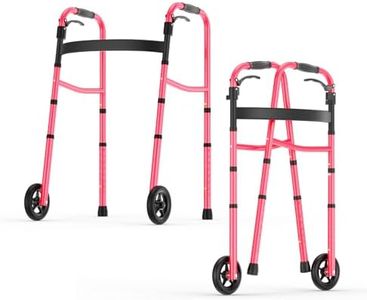 Folding Walkers for Seniors, Lightweight Walkers, Standard Walkers for Seniors and Adults, Supports up to 350 Pounds, Adjustable Height, Compact Rollator Walker, RED