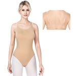 Mulnall Ballet Undergarments for Girls and Women Nude Dance Leotard Seamless Gymnastic Underwear with Adjustable Clear Straps(8A14)