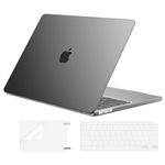 EooCoo Compatible with MacBook Air 13 inch Case 2021 2020 2019 2018 Release A2337 M1 A2179 A1932 with Retina Display, Air 13.3 inch Case + TPU Keyboard Skin+ Screen Protector,Space Gray Clear