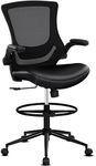 Misolant Drafting Chair, Tall Office Chair for Standing Desk, Standing Desk Chair Office Chair with Adjustable Lumbar Support and Footrest, PU Leather Chair Office Drafting Chair