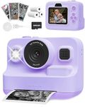 Anchioo Instant Camera Toys for Age 3-12 Girls Boys Christmas Birthday Party Gift Ideas - 2.4 inch IPS Screen Kids Digital Camera with 1080P Video Recorder 32GB SD Card with 3 Paper Rolls Purple