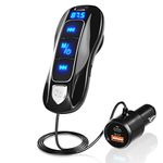 SONRU Bluetooth 5.3 FM Transmitter, Bluetooth Adapter Car Radio Audio Transmitter Handsfree Car Kit with QC3.0 PD 30W USB Port,A2DP Crystal Sound, 1.1M Cable, Voltage Display, TF Card Play