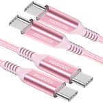 100W USB C to USB C Cable Pink (2-Pack 6ft), USB C Charger Cord,Type C Fast Charging Cable for iPhone 15/15 Pro/15 Plus/15 Pro Max,MacBook Pro, MacBook Air M1, iPad Pro 3rd, Samsung Galaxy S23/Tab S7