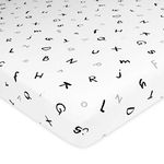 American Baby Printed 100% Natural Cotton Jersey Knit Fitted Pack N Play Playard Sheet, Alphabet, Soft Breathable, for Boys and Girls